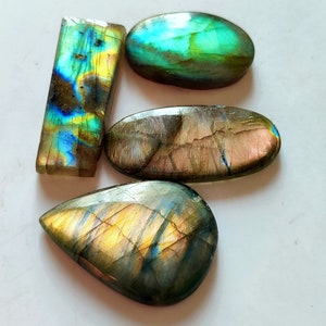 RAINBOW FIRE LABRADORITE Gemstone 178Ct Natural Labradorite All Type Jewelry Making Gemstone 4Pcs Labradorite Cabochon Loose Gemstone