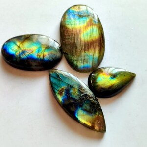 LABRADORITE LOOSE Gemstone 214Ct Natural Labradorite Pendant Size Jewelry Making Gemstone Labradorite Smooth Cabochon Loose 4Pcs Gemstone