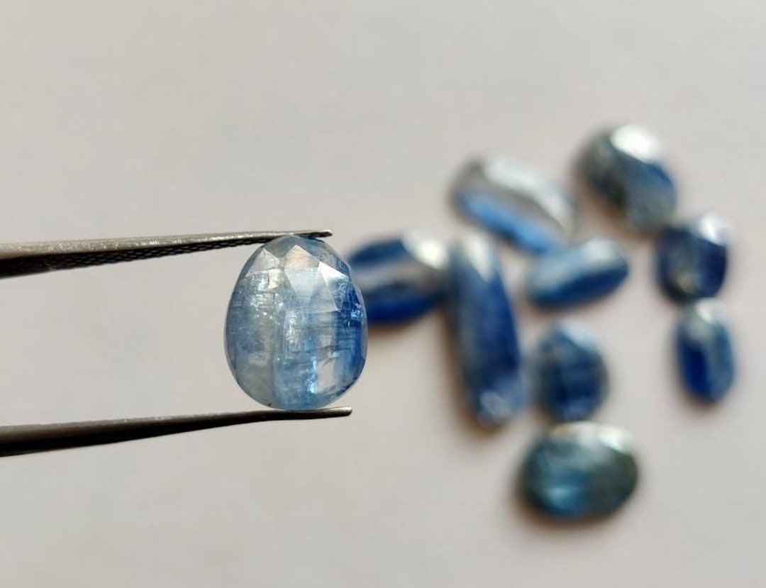 Natural Blue Kyanite Gemstone Oval Flatback Spacer Beads For Jewelry