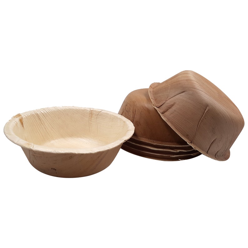 Eco-friendly Natural Disposable Bowls For SoupSaladCereals During Parties Camping Wedding Palm Leaf Soup Bowl-5.5 Round-Compostable