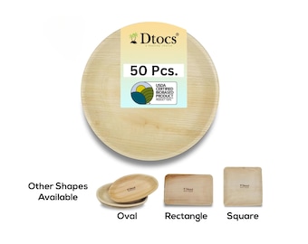 Dtocs Palm Leaf Plates (50 Pcs) | Bamboo Plate Like Eco-friendly, Compostable Disposable Dessert Dinner Plates For Camping, Wedding, Parties