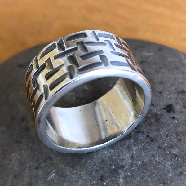 Stitch Wedding Band Ring Etsy