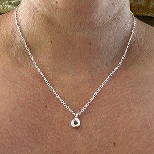 Silver Tiny O Circle Necklace, Pendant Necklace, Omega Necklace, 7mm Diameter, Solid Open Circle Necklace, Round Necklace, Contemporary