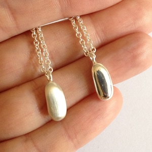 Pebble Bean Silver Necklace, Necklace, Pendant Necklace, Chunky Necklace, Pebble Beach, Beach Jewellery.