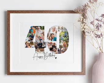 Photo gift *BIRTHDAY*, personalized gift, photo collage, anniversary, 60 years, 40 years, all languages possible