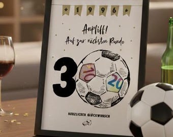 30th Birthday Money Gift for Football Fans | Personalized Printable Voucher | Gift Idea for Men & Football Fans | Instant Download