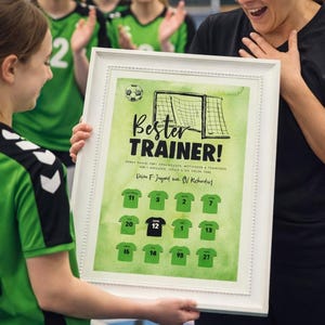Póster personalizado *MEJOR ENTRENADOR*, Fútbol, Balonmano, Despedida Entrenador, Entrenador, Club, Regalo para Entrenador