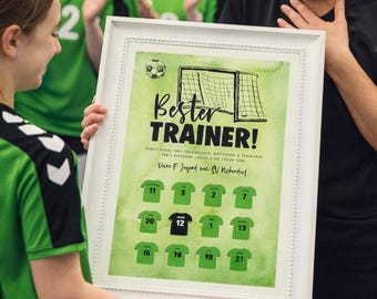 Personalized poster *BEST COACH*, Football, Handball, Farewell Coach, Coach, Club, Gift for Coach