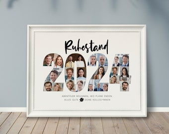 Foto-Poster *RUHESTAND*, personalisiertes Geschenk, Foto-Collage, Rente, Abschied Kollege Kollegin, Abitur, Jubiläum