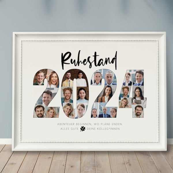 Foto-Poster *RUHESTAND*, personalisiertes Geschenk, Foto-Collage, Rente, Abschied Kollege Kollegin, Abitur, Jubiläum