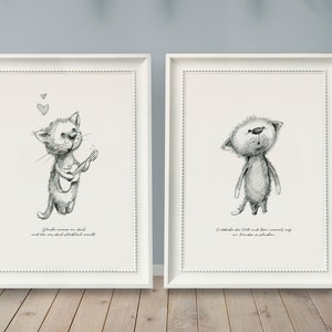 Poster-Set *KÄTZCHEN* 2 Personalisierte Kinderposter, Tierposter, Poster Kinderzimmer, Poster Baby