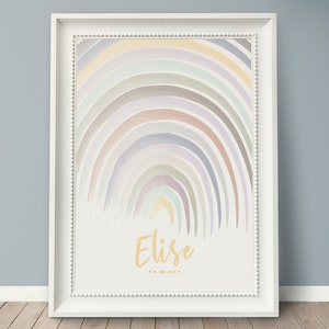 Poster *REGENBOGEN* Personalisiertes Namensbild, Geburtsbild, Mädchen, Kinderzimmer