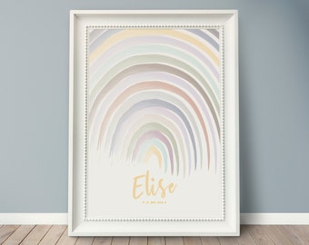 Poster *REGENBOGEN* Personalisiertes Namensbild, Geburtsbild, Mädchen, Kinderzimmer