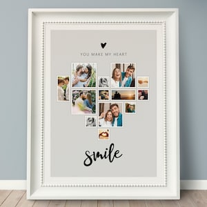 Pôster fotográfico *HEART*, presente personalizado, colagem de fotos, Dia dos Namorados, casamento, noivado, amor, aniversário