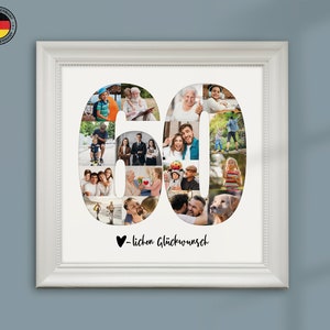 Foto-Poster GEBURTSTAG, personalisiertes Geschenk, Foto-Collage, Jubiläum Mit Rahmen Weiß