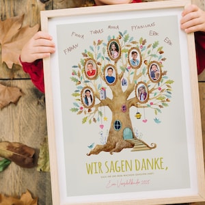 Kleuterschool afscheid "Eikenboom" gepersonaliseerde poster, naamfoto, cadeau voor leraren, KITA afscheid, gastouder