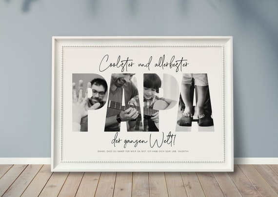 Fotoposter PAPA Gepersonaliseerd Cadeau Fotocollage Cadeau Voor.