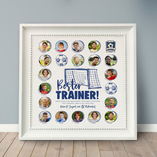 Photo poster *THANK YOU TRAINER*, personalized gift, photo collage, football, handball, farewell trainer, coach, club