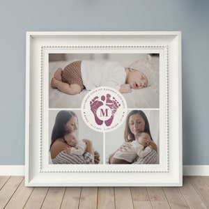 Foto-Collage *FUSSABDRUCK BABY* personalisierte Collage, Geschenk zur Geburt, Junge und Mädchen, Geburtsposter, Taufgeschenk