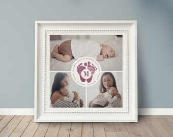 Foto-Collage *FUSSABDRUCK BABY* personalisierte Collage, Geschenk zur Geburt, Junge und Mädchen, Geburtsposter, Taufgeschenk