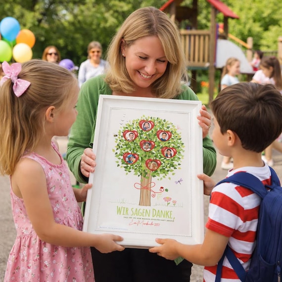 Kindergarten Abschied "Apfelbaum" personalisiertes Poster, Danke Erzieher, Geschenk für Erzieherinnen, KITA Abschied, Tagesmutter