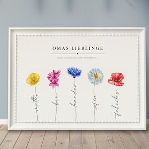 Personalized poster *FLOWER MAGIC*, individual gift, grandma&#39;s garden, gift for grandchildren, gift for grandma and grandpa, birthday for grandma