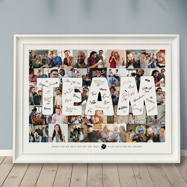 Affiche photo *TEAM*, cadeau personnalisé, collage photo, adieu collègue, collègue, équipe