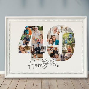 Pôster fotográfico *ANIVERSÁRIO*, presente personalizado, colagem de fotos, aniversário, 60 anos, 40 anos