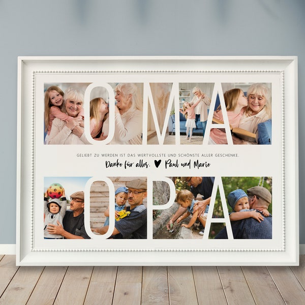 Foto-Poster *OMA & OPA*, personalisiertes Geschenk, Foto-Collage, Geschenk Enkel, Geschenk Oma Opa, Geburtstag Oma Opa, Großeltern