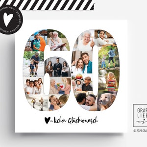 Foto-Poster GEBURTSTAG, personalisiertes Geschenk, Foto-Collage, Jubiläum Ohne Rahmen