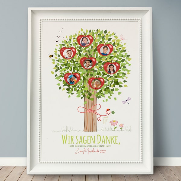 Kleuterschool afscheid "appelboom" gepersonaliseerde poster, bedankt opvoeder, cadeau voor opvoeders, KITA afscheid, gastouder