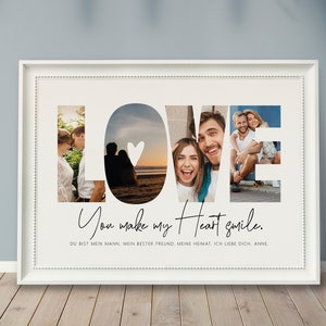 Pôster fotográfico *LOVE*, presente personalizado, colagem de fotos, Dia dos Namorados, casamento, noivado, amor, aniversário