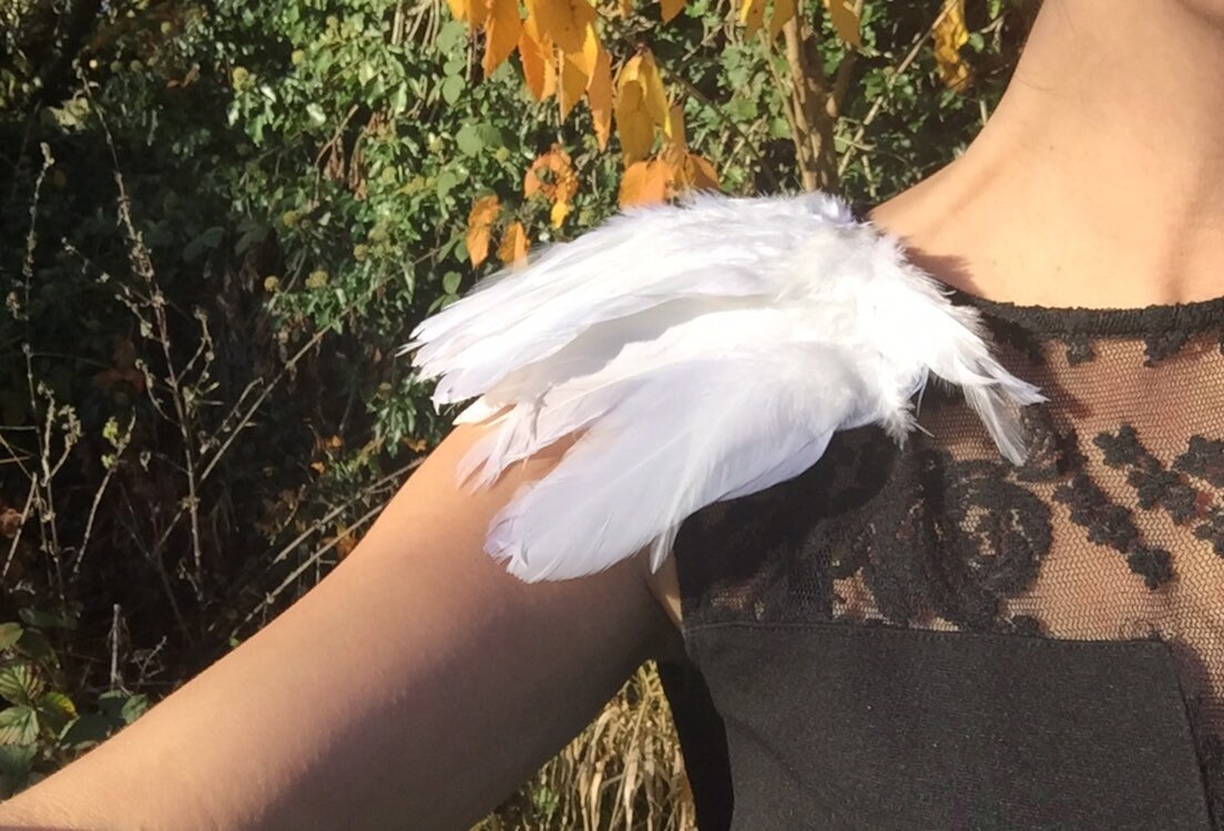 White Feather Epaulettes White Angel Shoulder Pads Etsy