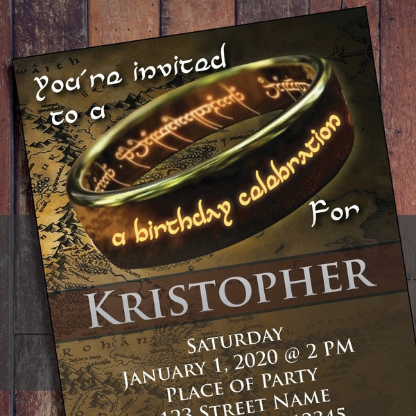 Lord of The Rings Editable Invitation Instant Download! LOTR Themed