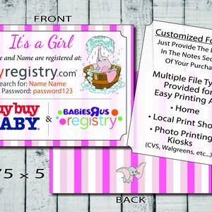 Baby Shower, Registry Card, Dumbo, Girl, Themed