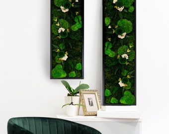 Beautiful Preserved Moss 2 PCS Artwork's with LED Lights Live Moss LED Wall Art Preserved Moss Lighted Framed Moss Wall Art Home Decor Eko
