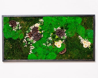 Preserved Moss Wall Art Design, Green Preserved Moss Eco-Friendly Wall Art, Botanical Art Moss Wall Panels, Indoor Vertical Garden Wall Art