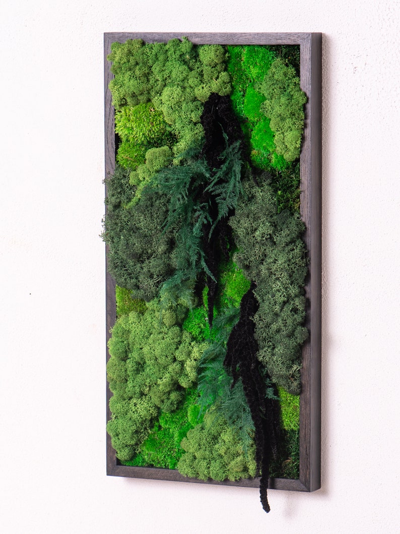 Moss and Flowers Green Wall Art Panel Preserved Moss Indoor Etsy