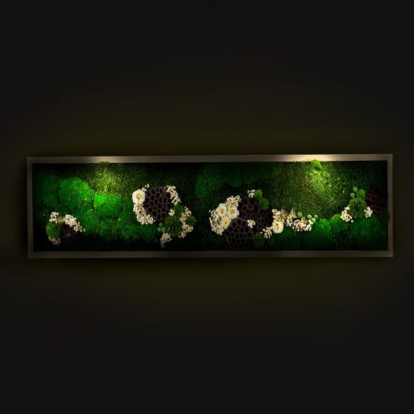 Beautiful Preserved Moss Artwork's with LED Lights Live Moss LED Wall Art Preserved Moss Lighted Moss Wall Art Home Decor Easter Gift