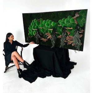 Lovely Green Wall Art Preserved Moss Artwork with LED Lights Moss LED Wall Art Preserved Moss Lighted Moss Wall Art Framed Plant Home Decor