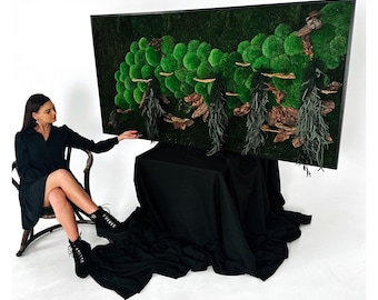 Lovely Green Wall Art Preserved Moss Artwork with LED Lights Moss LED Wall Art Preserved Moss Lighted Moss Wall Art Framed Plant Home Decor