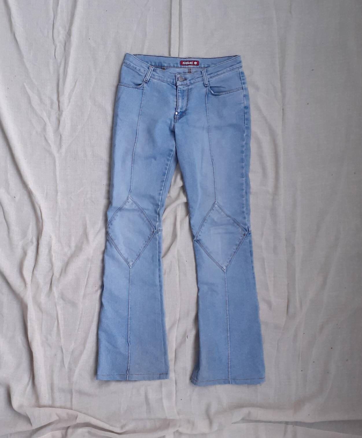 Flared Killah Jeans With Diamond Pattern Patches on the Knees | Etsy Ireland