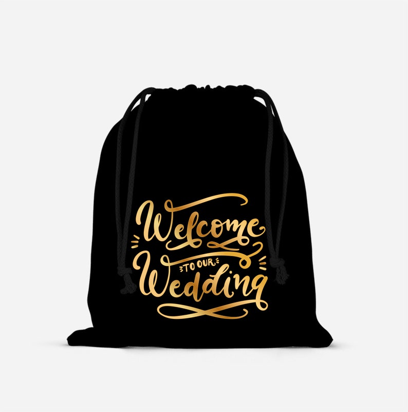 Personalized Gold Favor Bag Gold Wedding Favor Bag Guest wedding bag Bridesmaid gift bachelorette gift custom favor bag Natural with Gold