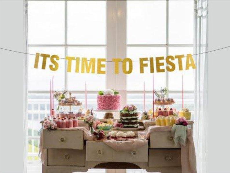 Its Time to Fiesta GoldBanner Bachelorette Party Banner Fiesta Bachelorette Party Cinco de Mayo Bachelorette PartyBanner Fiesta Theme Banner