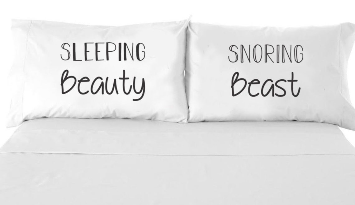 Sleeping Beauty & Snoring Beast Pillow Case Set Couples Etsy