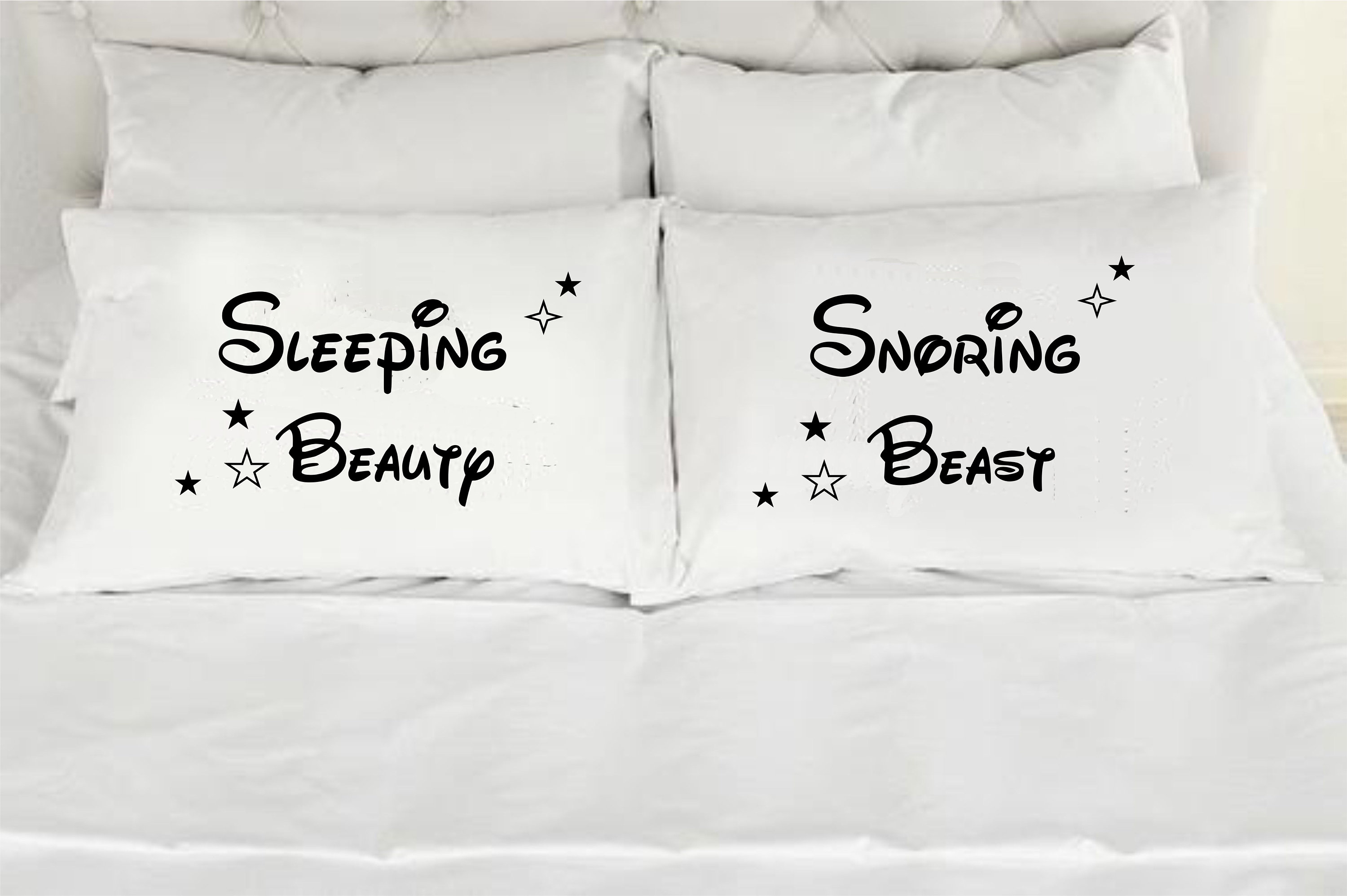 Sleeping Beauty Snoring Beast Pillow Couple Pillow Cases His Etsy