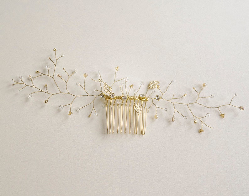 Bridal Headpiece Wedding Hair Piece Gold Luciana Bridal Hair Comb Gold Wedding Hair Comb with Leaves Wedding Hair Accessories