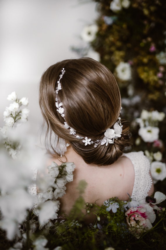 Tocado de novia accesorios para el cabello de boda de flores | Etsy México