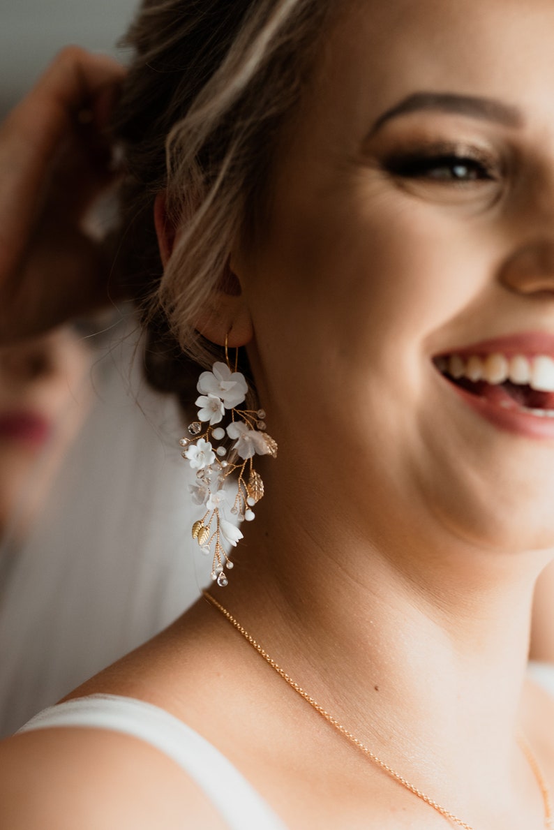 Silk Flower Earrings Flowers Wedding Earrings Bridal Etsy