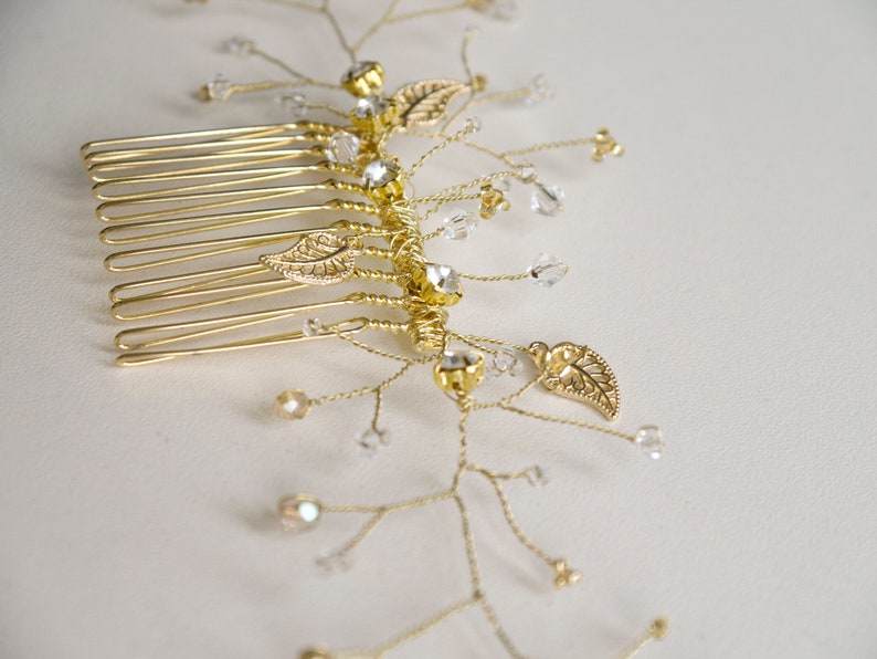 Bridal Headpiece Wedding Hair Piece Gold Luciana Bridal Hair Comb Gold Wedding Hair Comb with Leaves Wedding Hair Accessories